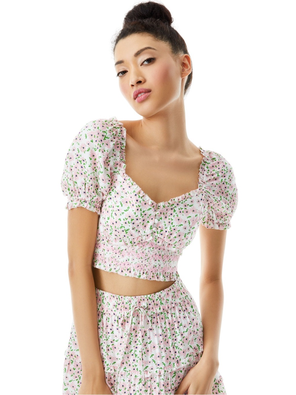 Alice+Olivia RIANNA PUFF SLEEVE CROP TOP Size Small
